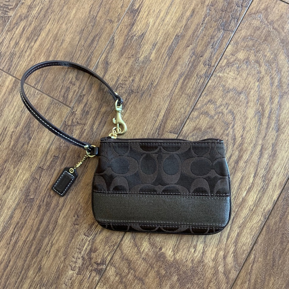 Authentic Coach Brown Logo Clutch Wristlet or Wallet